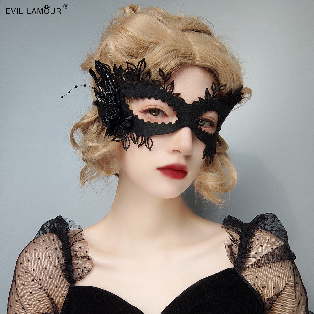 Sexy Princess Mask Halloween Masquerade Black Rose Half-face Mask MJ-138