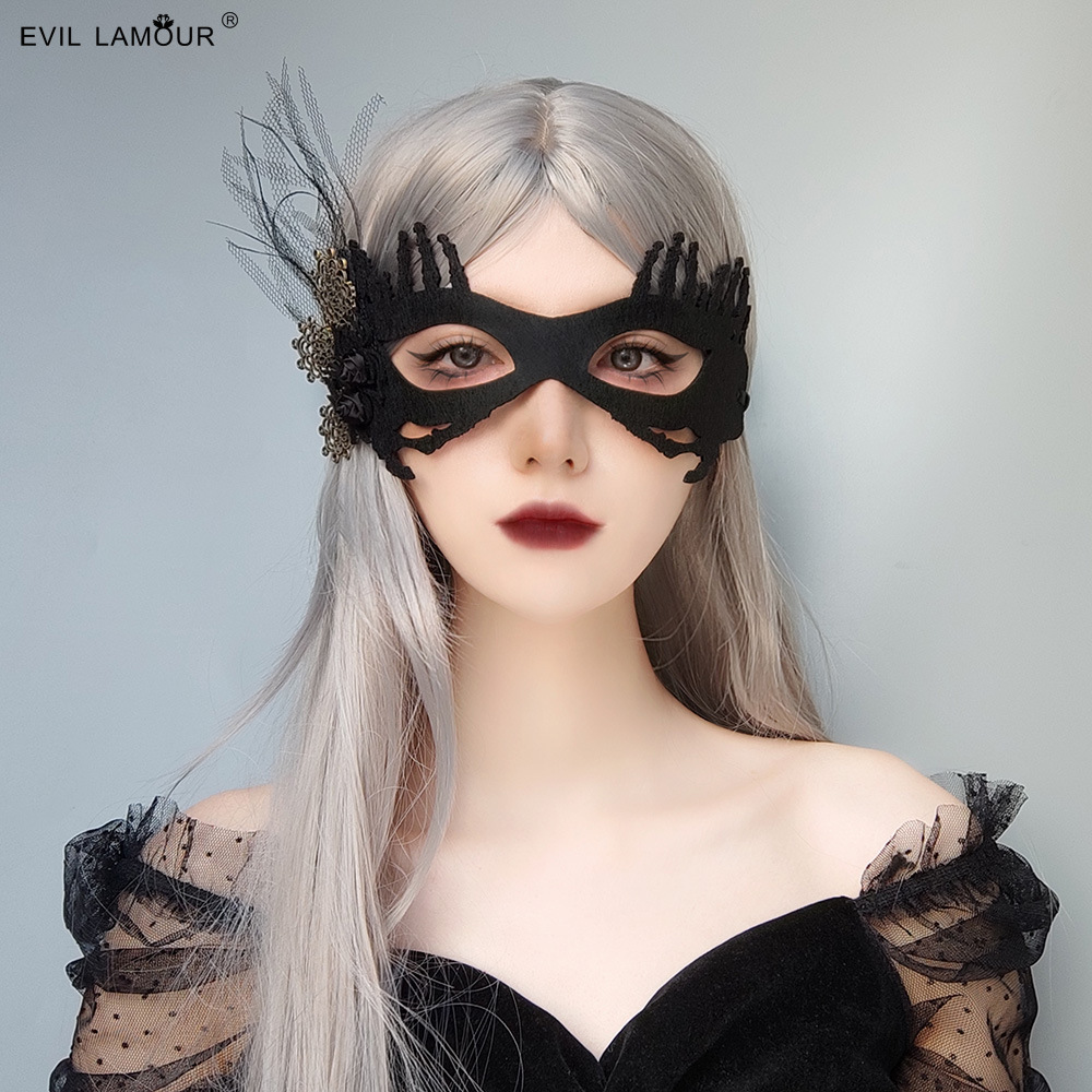 Halloween Skull Demon Women Headpiece Sexy Adult Roleplay Half-face Princess Mask MJ-131