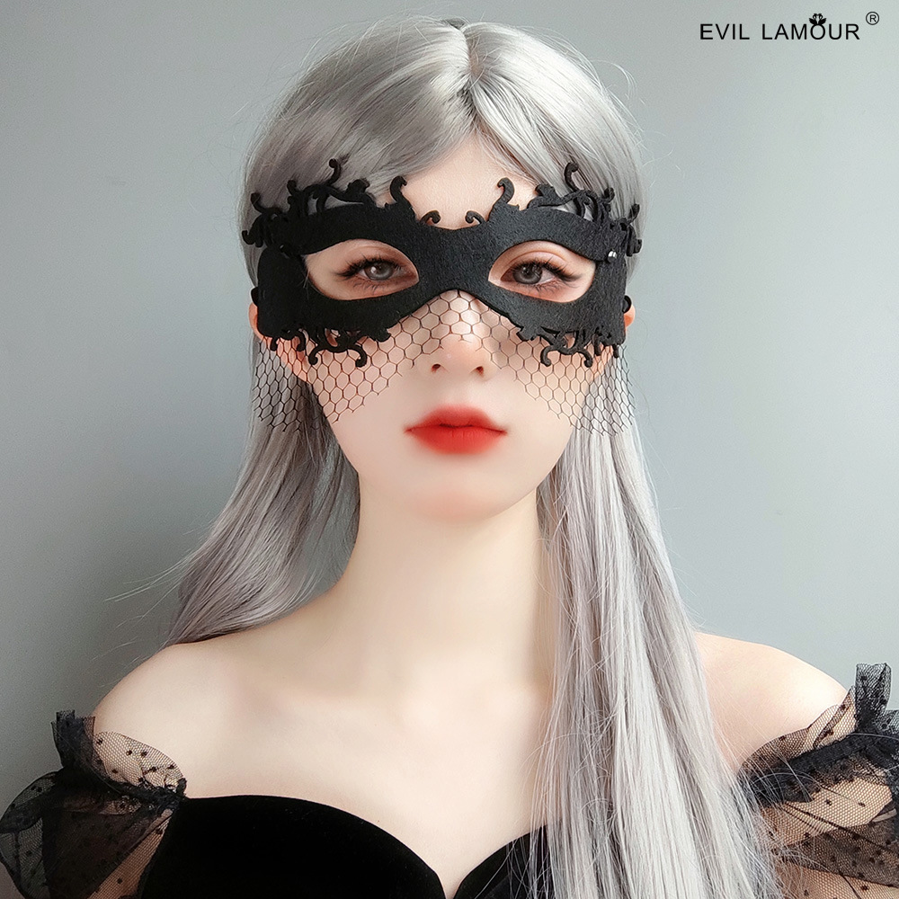 Sexy Half-face Black Mask Photo Styling Veil Halloween Adult Sexy Mask Women MJ-144