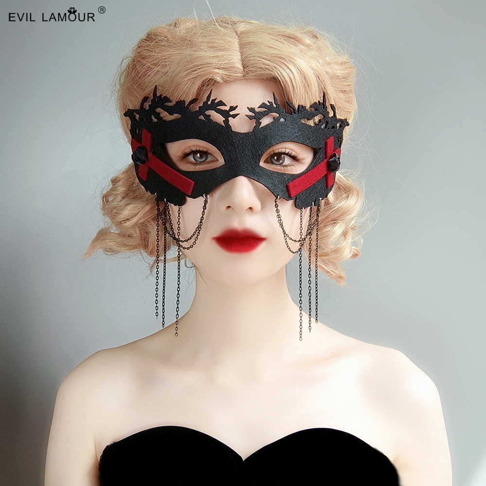 Halloween Performance Costume Prop Punk Gothic Alternative Cross Tassel Mask MJ-162