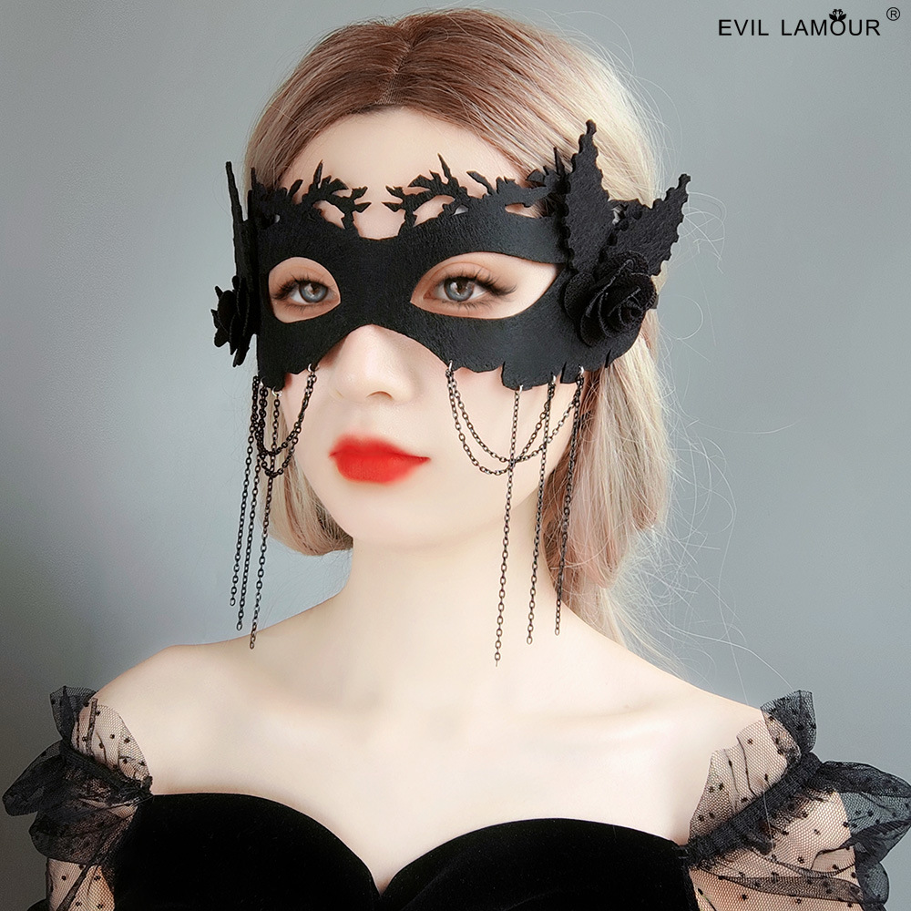 Halloween Wizard Mask Flower Half-face Tassel Women Mask Stage Performance Costume MJ-161