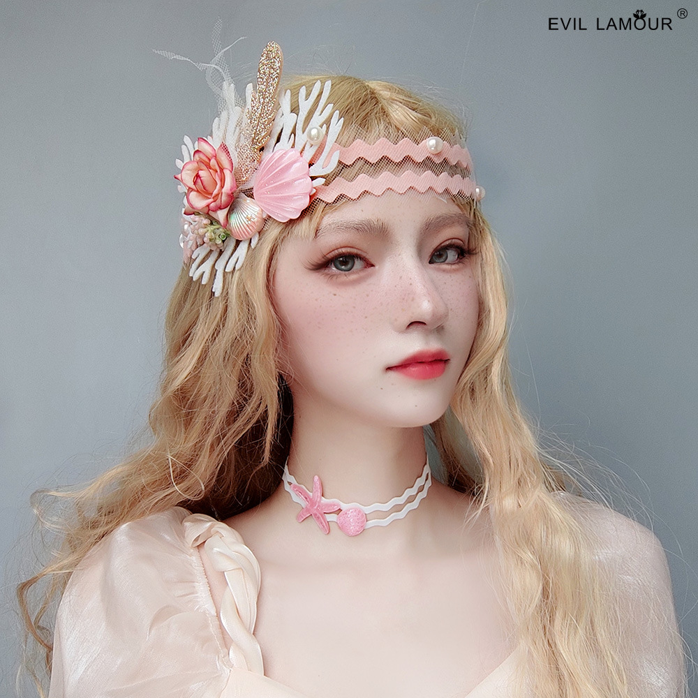 Mermaid Princess Beach Accessory Seaside Photo Flower Shell Headband Headpiece FD-75-1