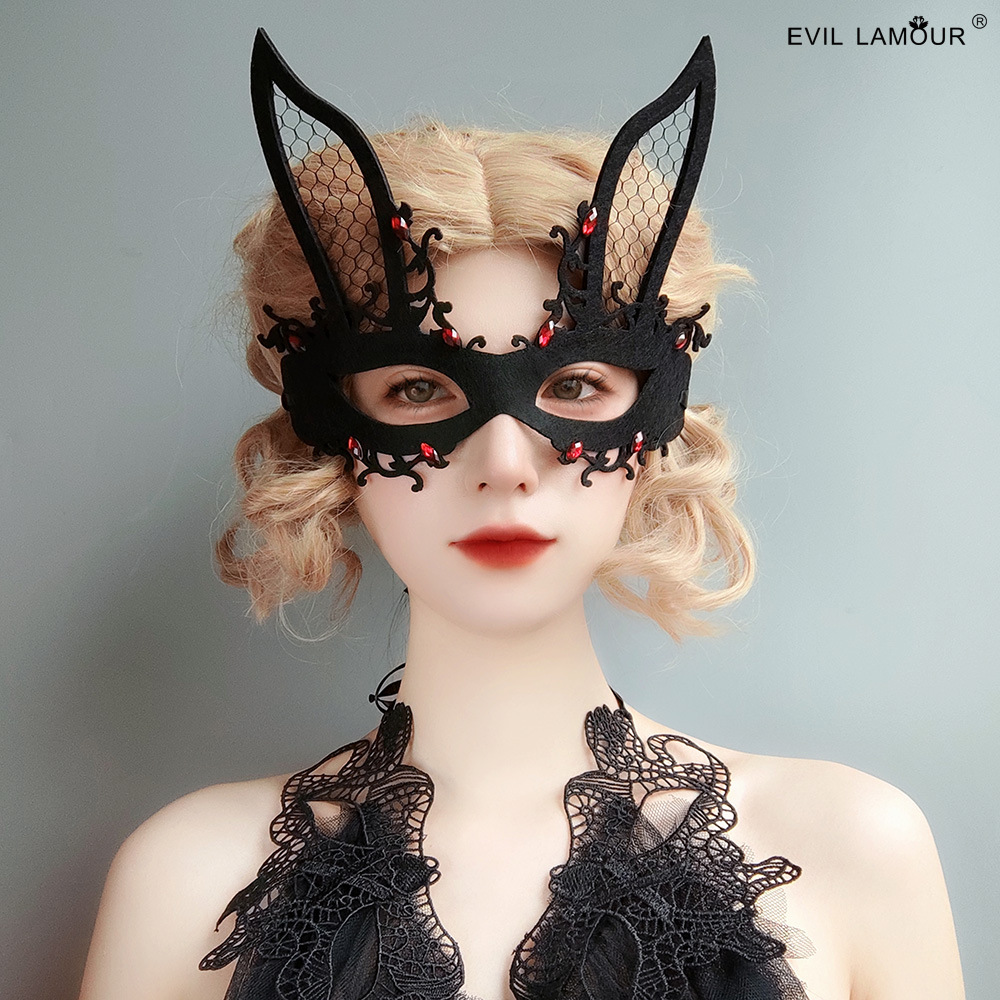 Halloween Easter Nightclub Bar Rabbit Mask Ball Performance Half-face Rabbit Mask Women MJ-146