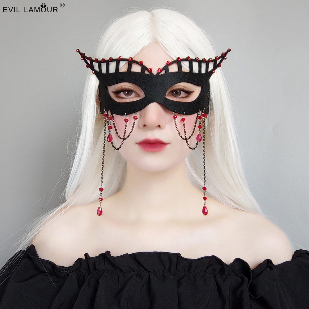 Halloween Rhinestone Tassel Mask Half-face Women Adult Ball Makeup Sexy Mask MJ-87-1