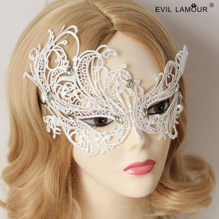 Masquerade Party White Lace Princess Half-face Mask Venice Eye mask Nightclub Sexy Accessory MJ-11