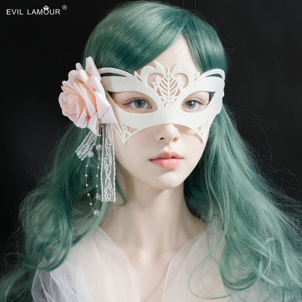 Pink Rose Women Princess Christmas Mask Venice Carnival Half-face Stage Mask MJ-78-1
