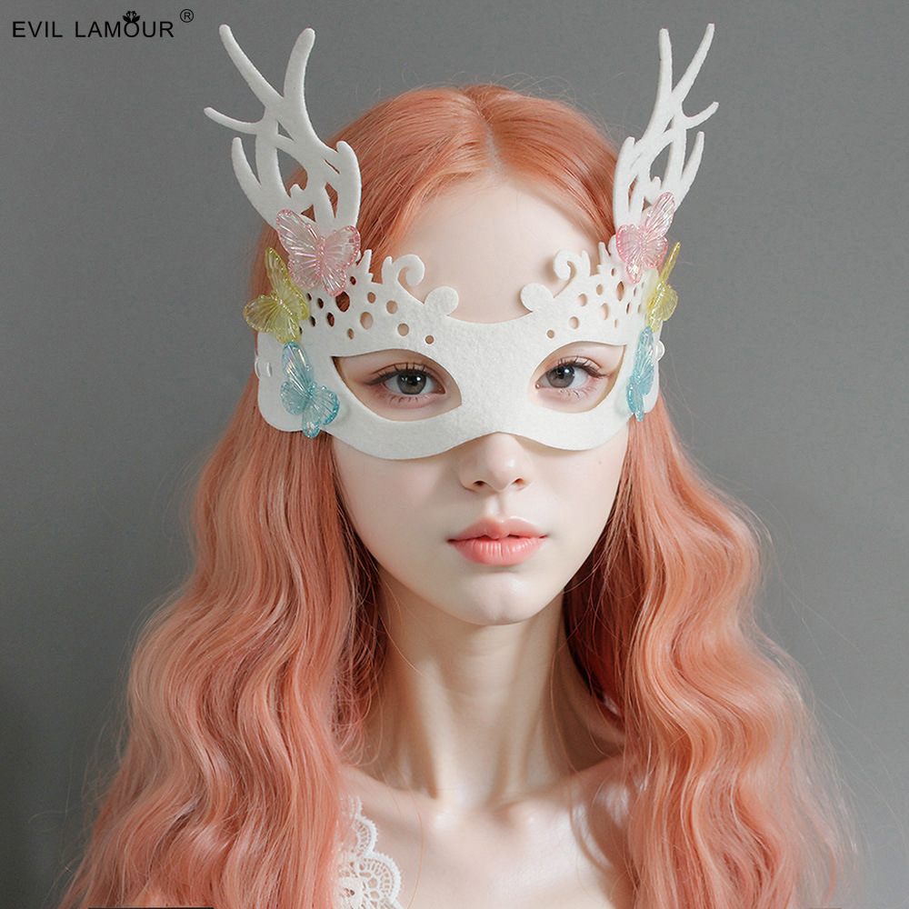 Christmas Antler Mask Small Half-face Mask Easter Carnival Women Eye mask MJ-77-1