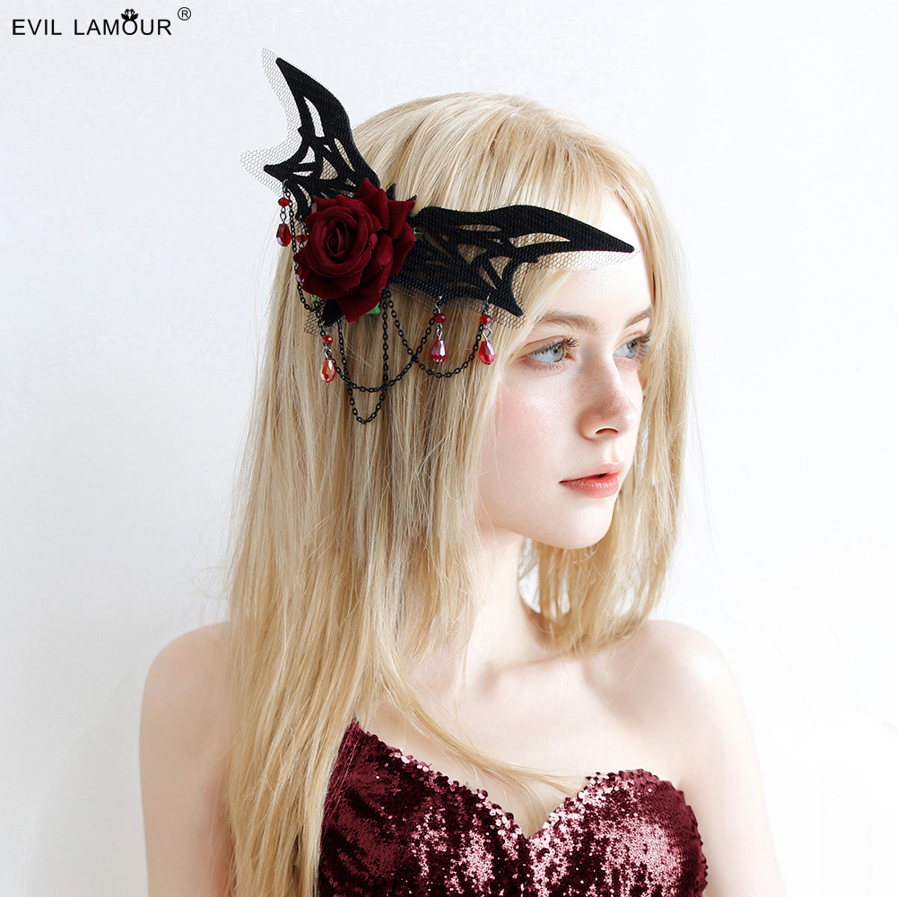 Valentine Rose Tassel Bat Headpiece Women Gift Photo Prop Party Women Headpiece FJ-48-1