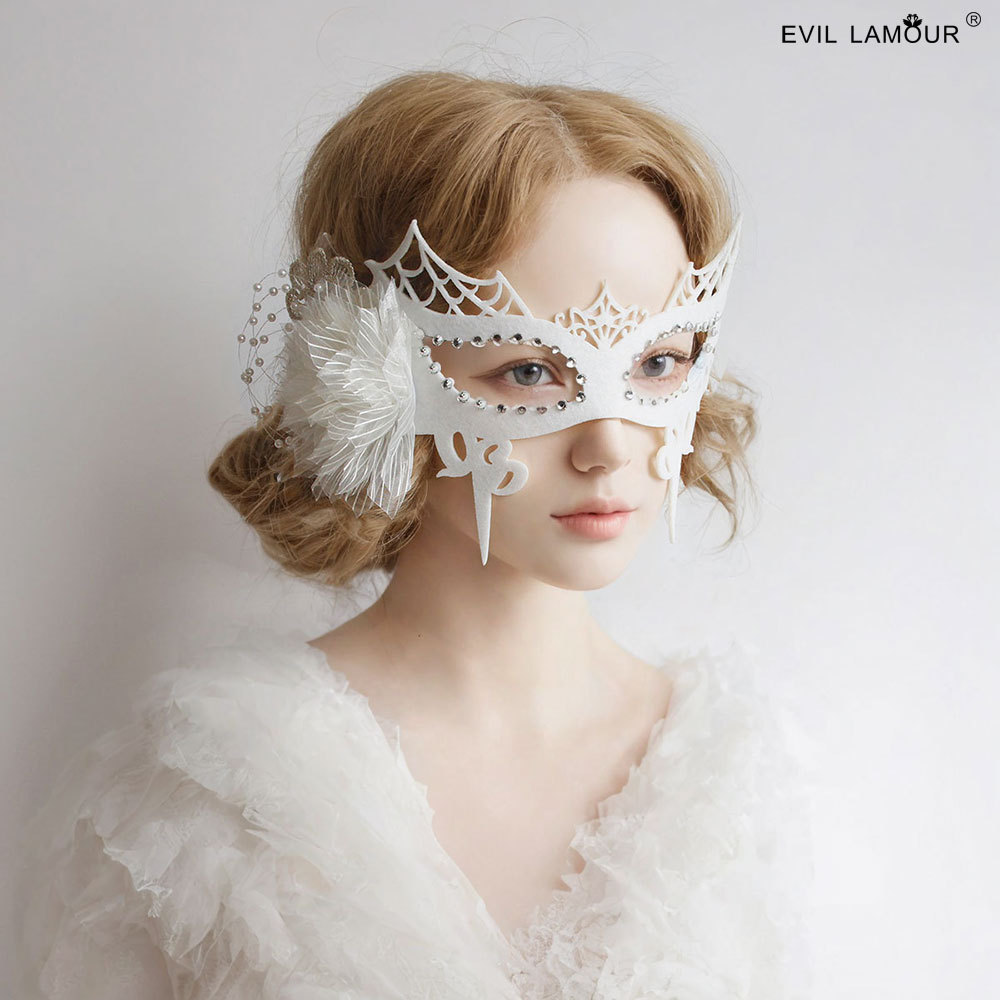 White Flower Mask Makeup Ball Bridal Wedding Party Eye mask Halloween Christmas Mask MJ-165