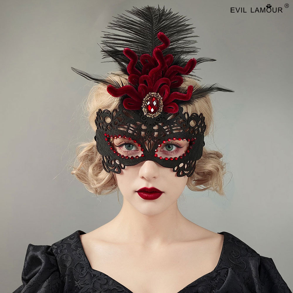 Venice Feather Styling Mask Halloween Carnival Holiday Decor Party Queen MJ-173