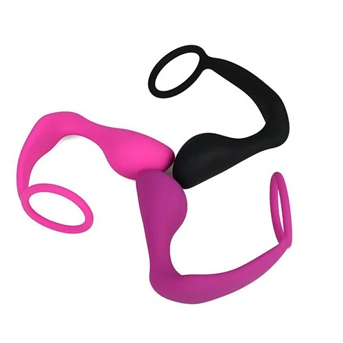 Men's Silicone Prostate Massager, Anal Plug and Cock Ring