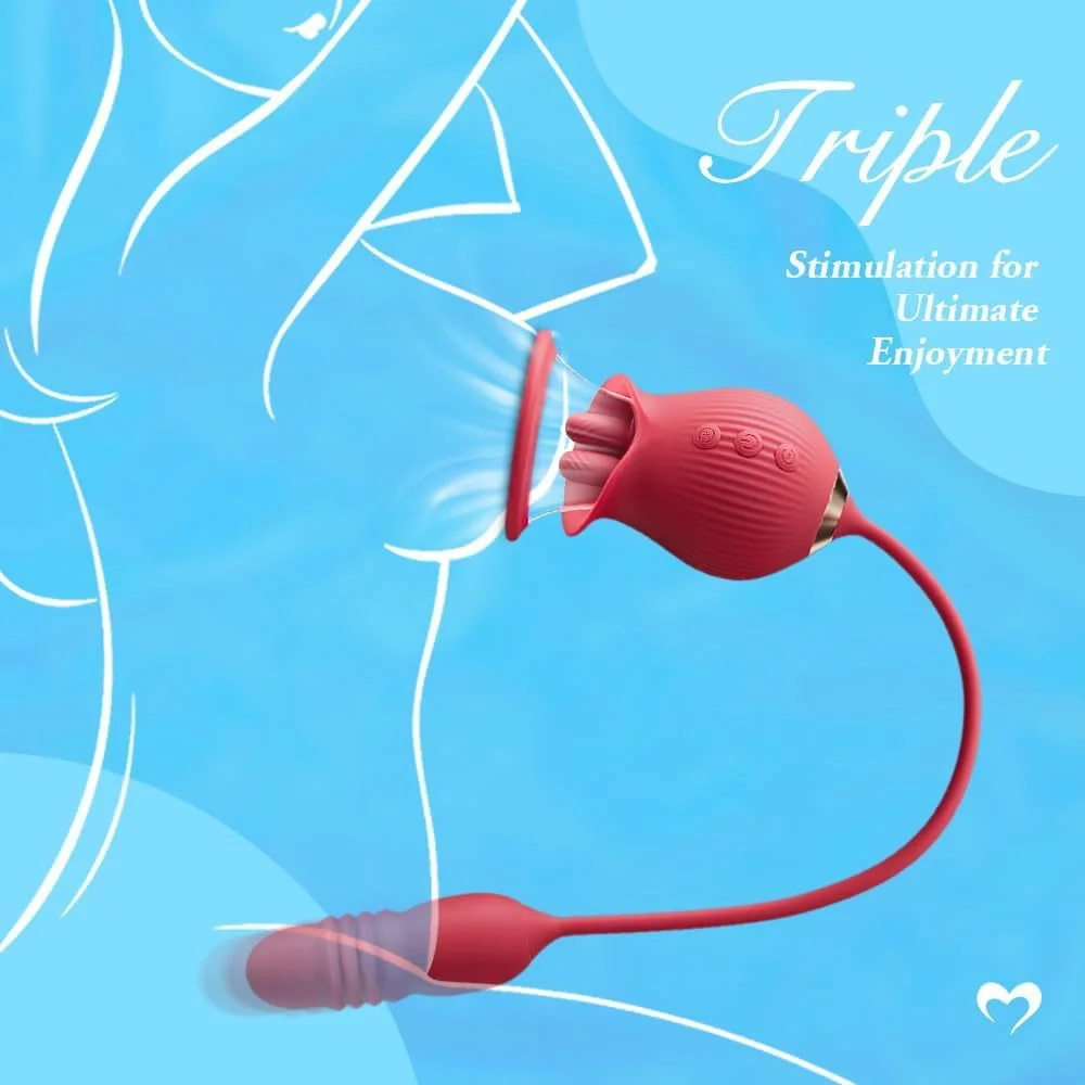 Women's Romantic Flower Dual-Tongue Suction Telescopic Vibrator — product detail