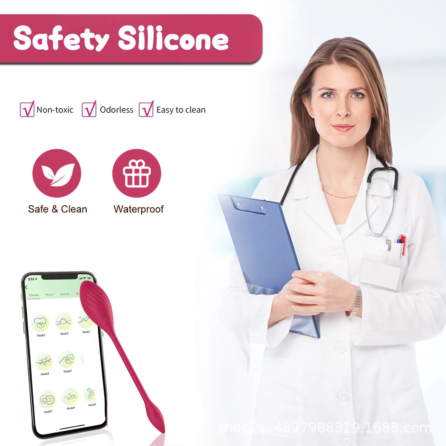 Women's App-Controlled Wearable Vibrator for Long-Distance Interaction — product detail