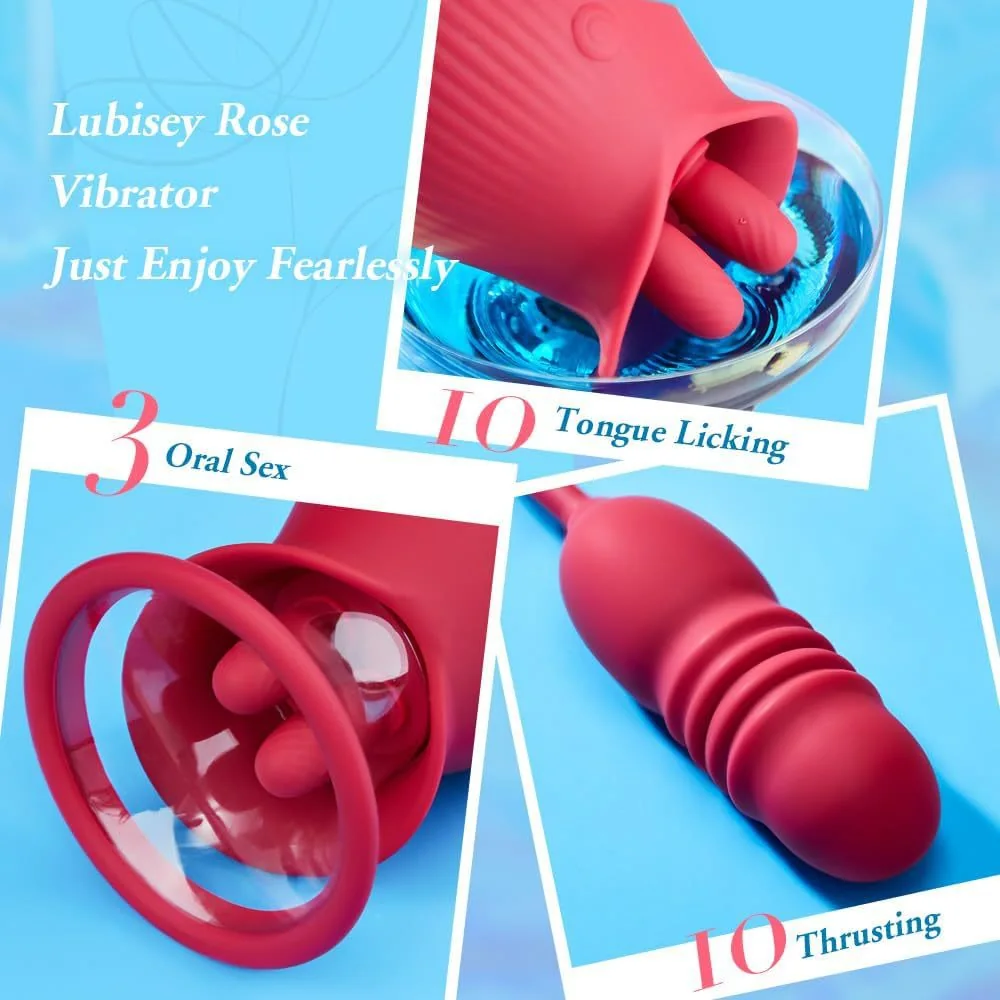 Women's Romantic Flower Dual-Tongue Suction Telescopic Vibrator — product detail