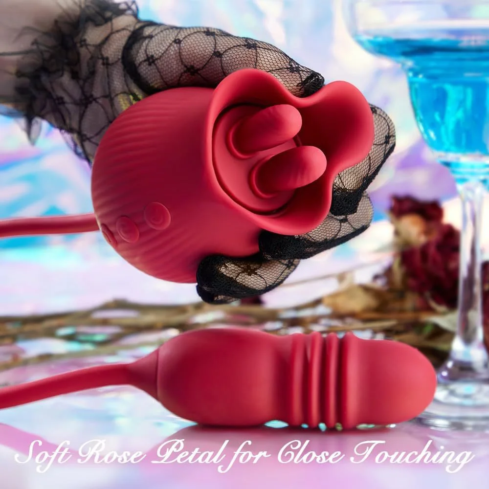 Women's Romantic Flower Dual-Tongue Suction Telescopic Vibrator — product detail