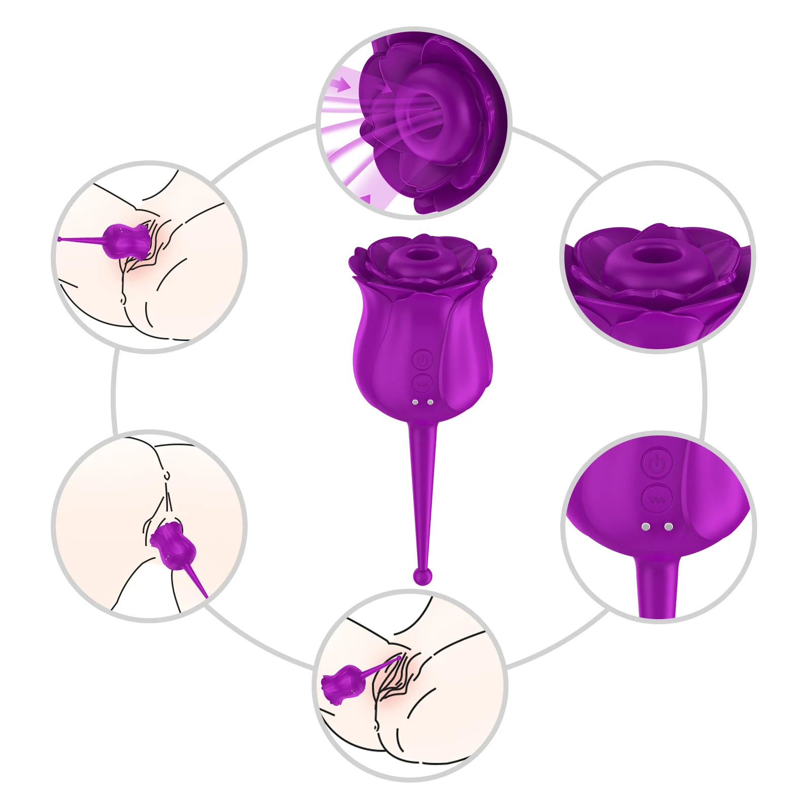 Rose-Style Suction Vibrator — product detail
