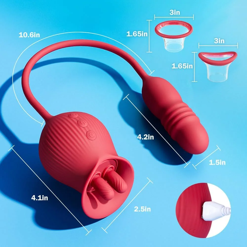 Women's Romantic Flower Dual-Tongue Suction Telescopic Vibrator — product detail