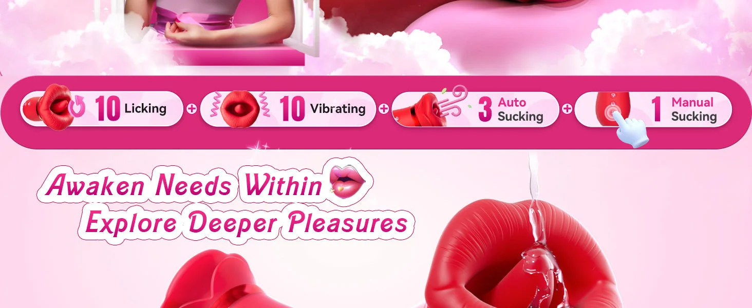 Lip-Shaped Licking, Sucking & Vibrating Women's Adult Stimulator — product detail