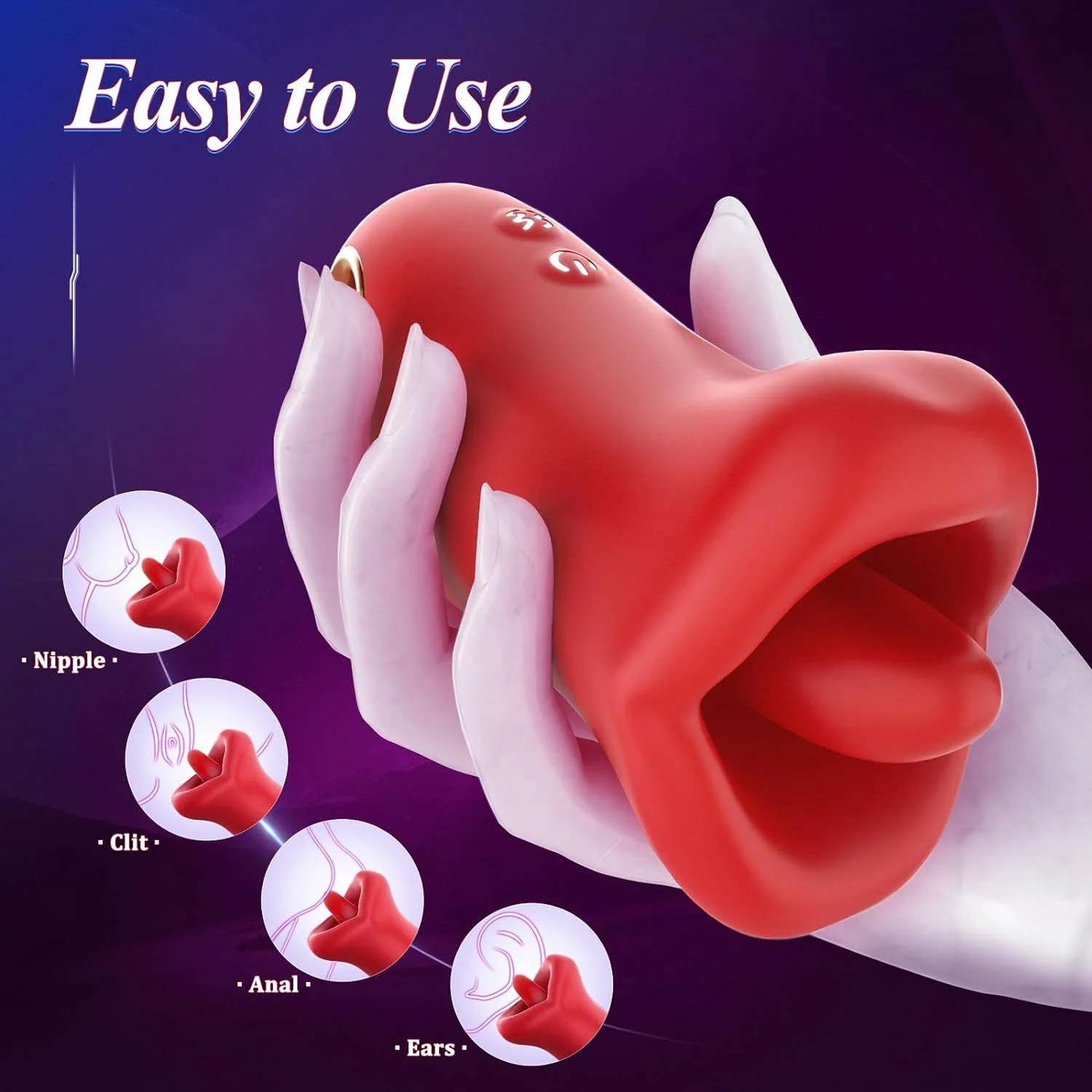 Red Lips Licking-Style Vibrator for Women, 14.3 cm — product detail