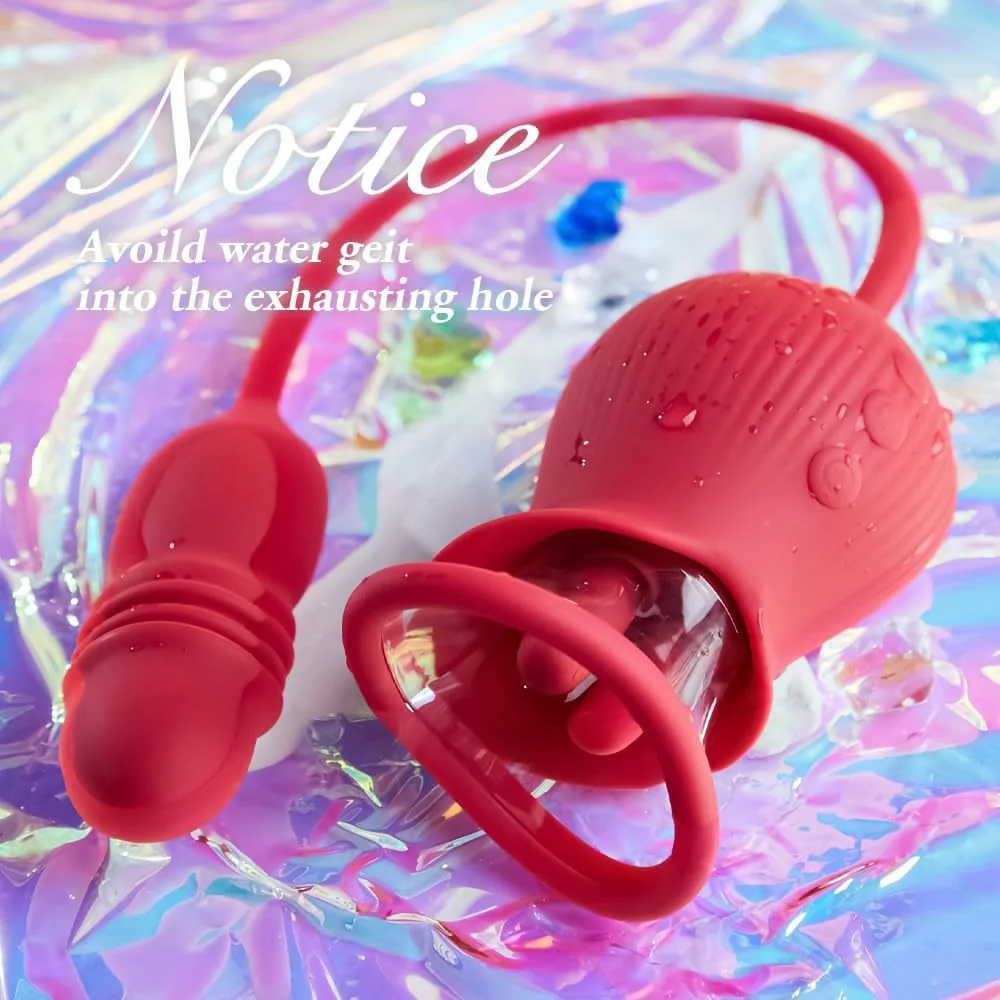 Women's Romantic Flower Dual-Tongue Suction Telescopic Vibrator