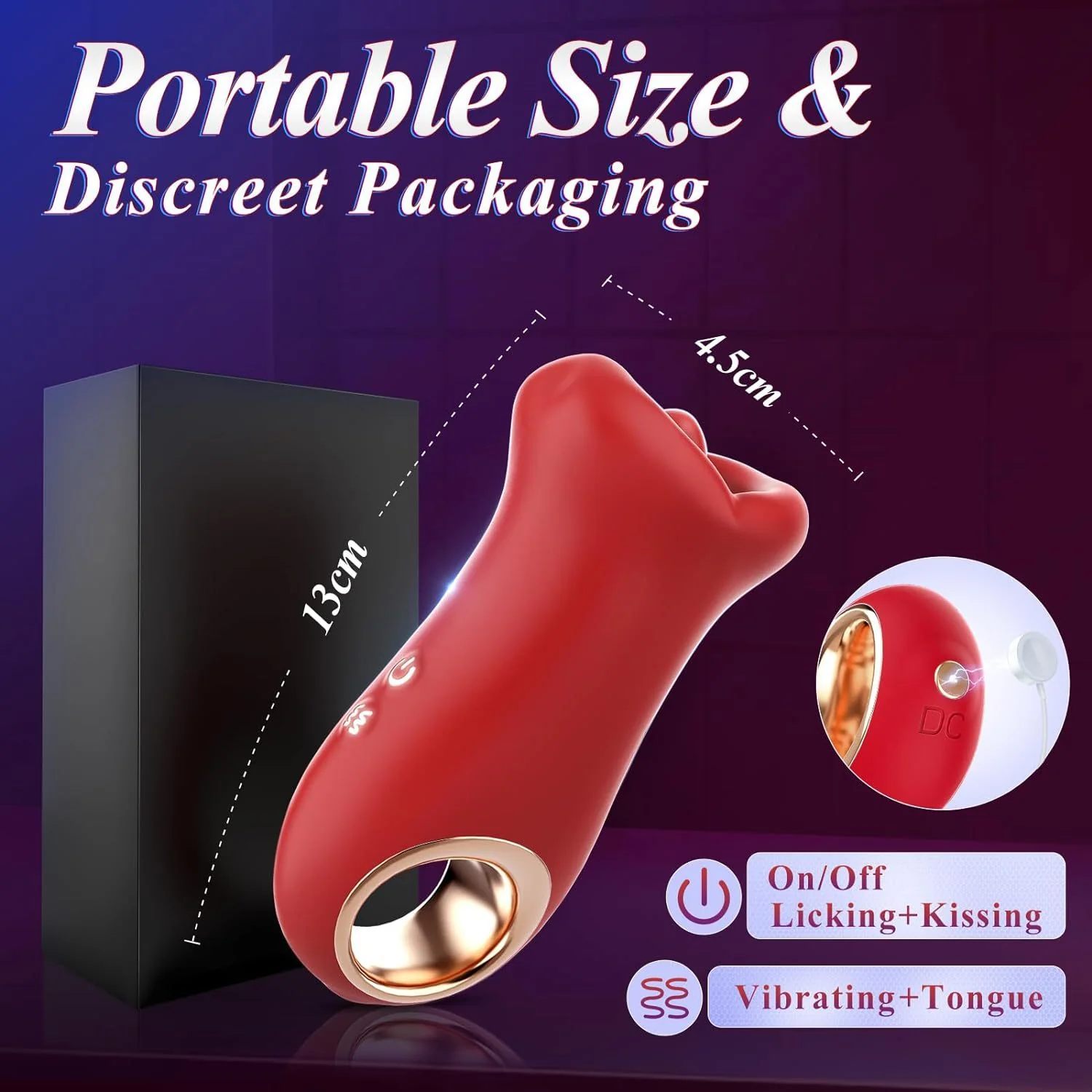 Red Lips Licking-Style Vibrator for Women, 14.3 cm — product detail