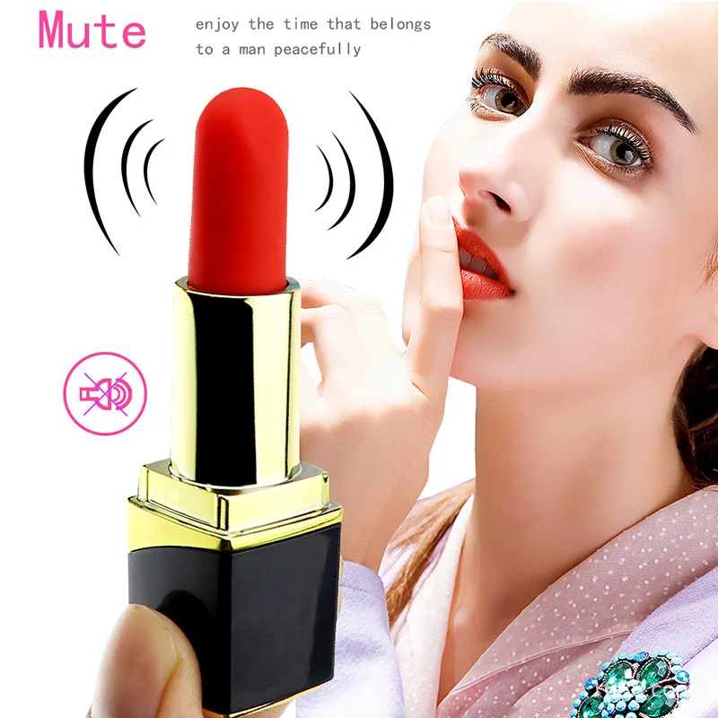 Black and gold lipstick-shaped massager product illustration
