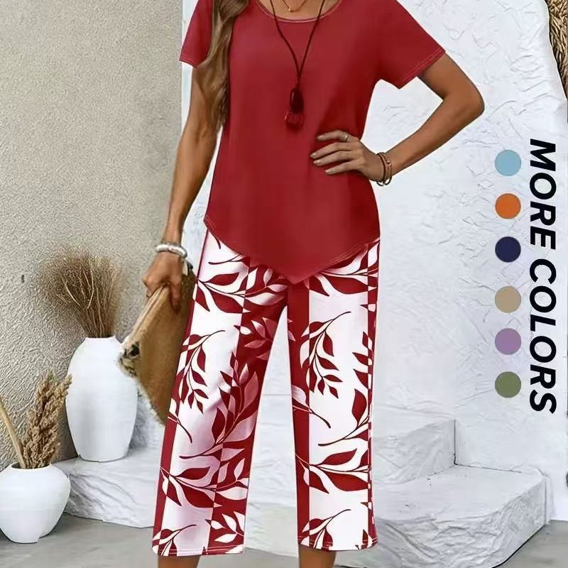 TK Fashion Women Set Print Short sleeve Shorts Two-piece set