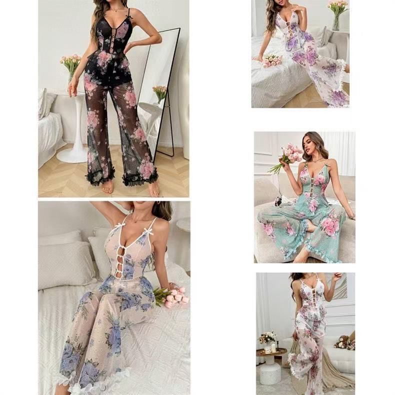 Long Mesh Nightdress Set - Style 2172