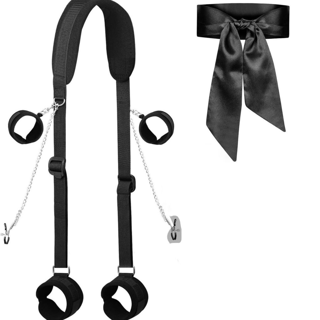 BD SM Upgraded Rhinestone Handcuffs Leg spreader Upgraded Unisex Strap