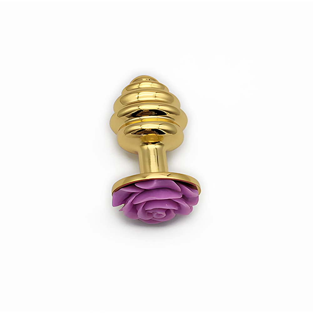 Flower Rose gold Butt plug Masturbator Unisex Anal SM Toy