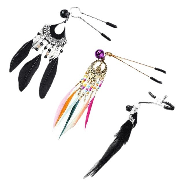 Tease Nipple clamps Metal Feather SM Nipple Punishment Training Unisex Tease Couples toy