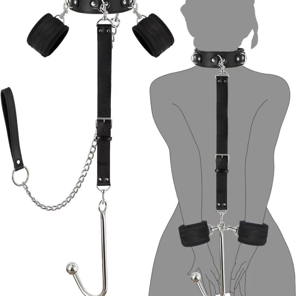 SM Adjustable Handcuffs Collar Chain Strap Anal Strap Restraint Set Sex toy
