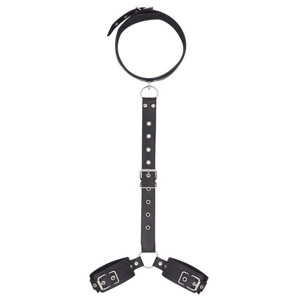 SM Prop Bondage restraint Training Women Adult Toy Leather Handcuffs Collar