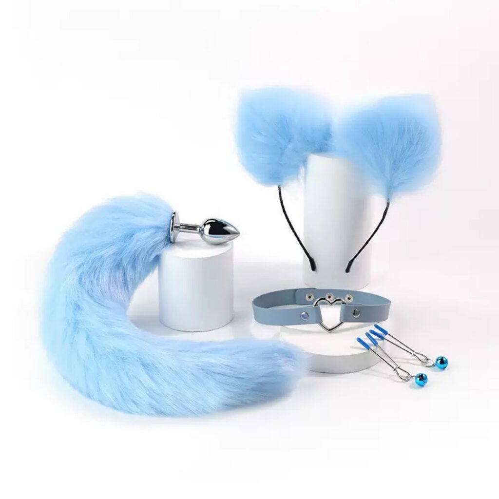 Fox Butt plug Tail Collar Wearable Women Anal Training Adult