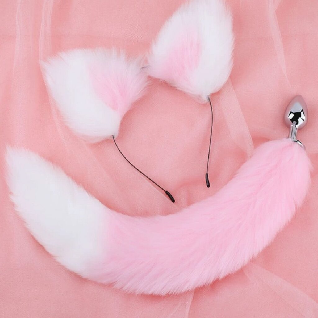 Pink Anal Set Pink Anal Butt plug Fox Tail Adult SM Tease