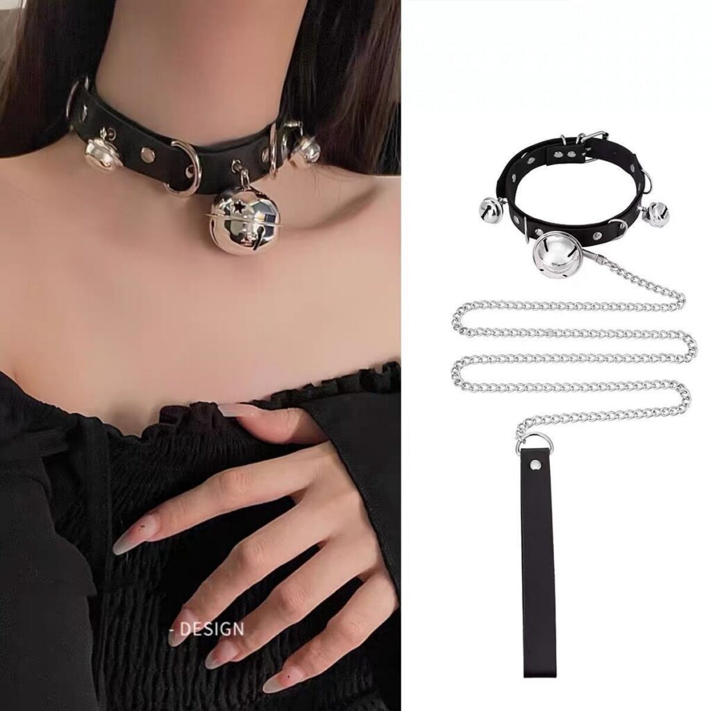 Women Collar Bell Choker Chain Collar Men Collarbone necklace Ring Necklace Choker Leather