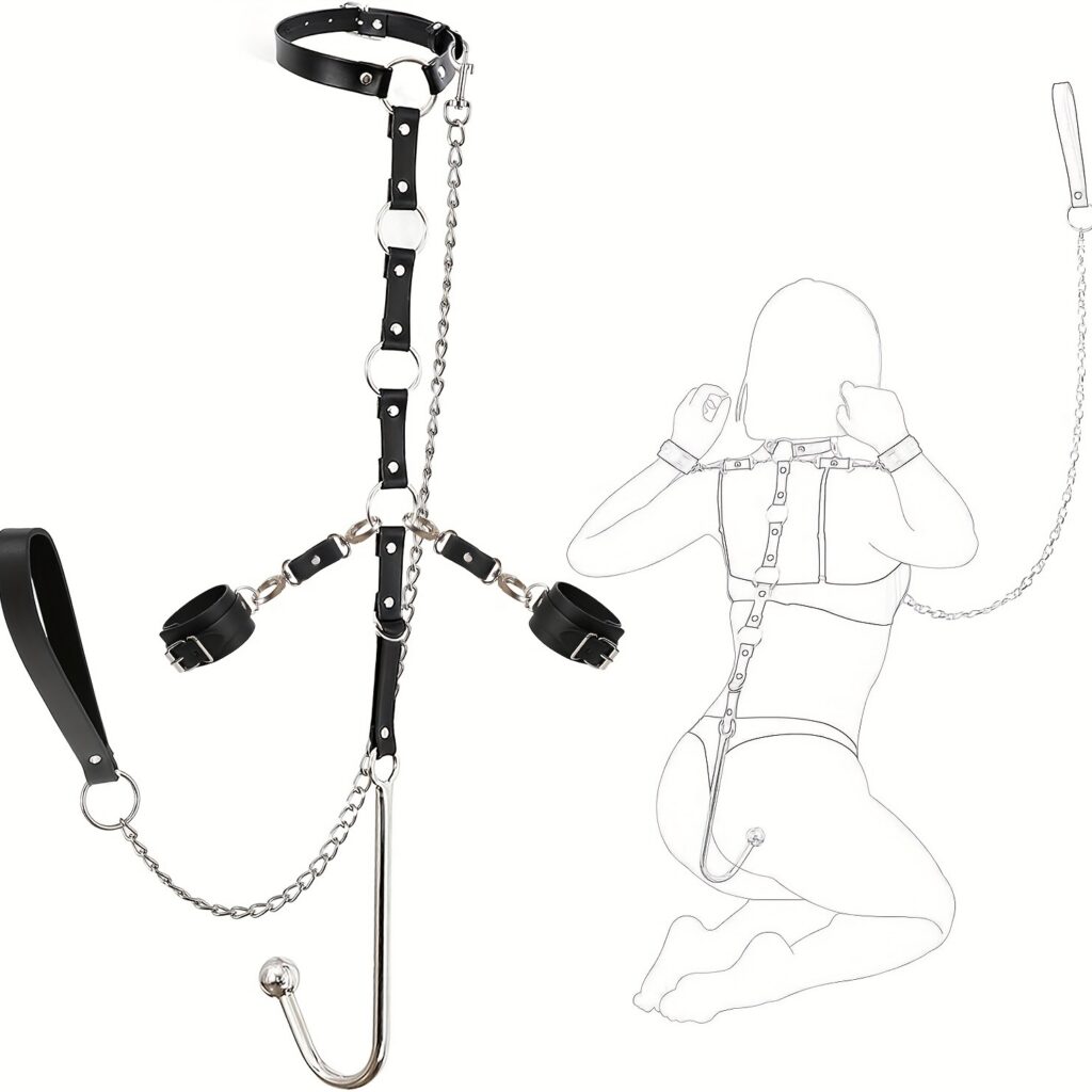 Restraint Anal hook Plug Adjustable Handcuffs Collar SM Fetish Roleplay Couples Sex toy