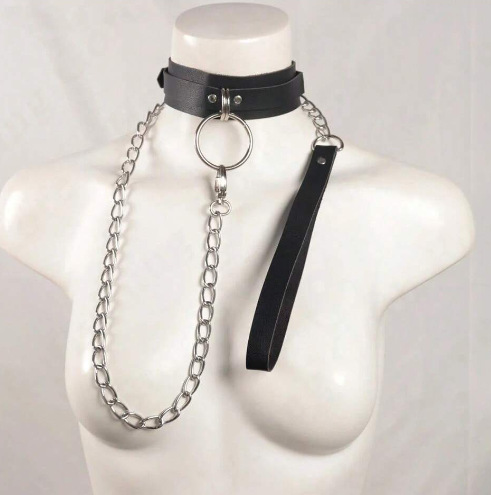 Sexy SM Restraint Metal Ring Chain Collar