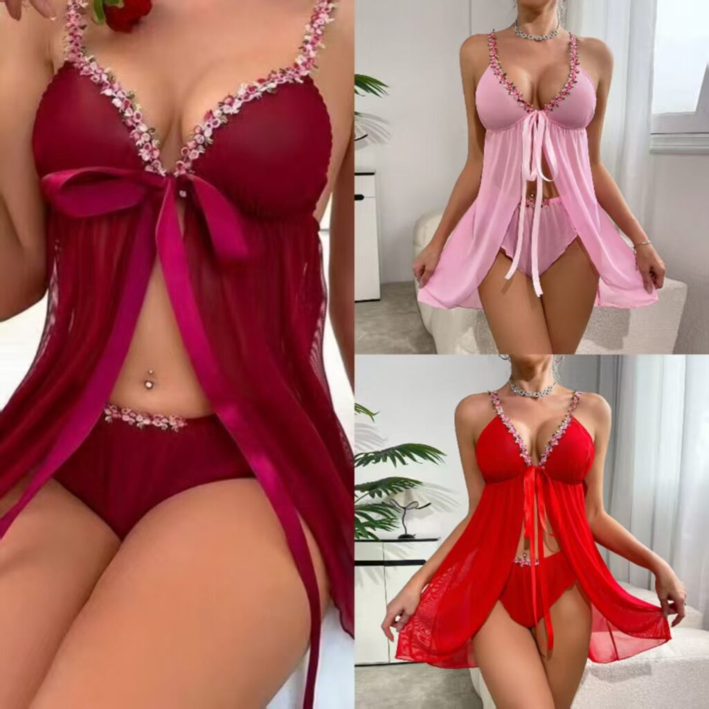 Fashion Lingerie Sexy Bra Mesh Small Camisole Bow Slit Plus size