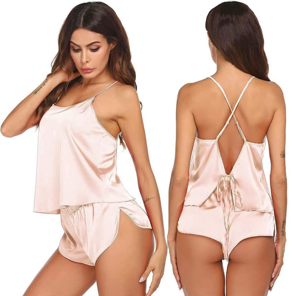 Women Lingerie Open back Camisole Shorts Two-piece set Sexy Pajama