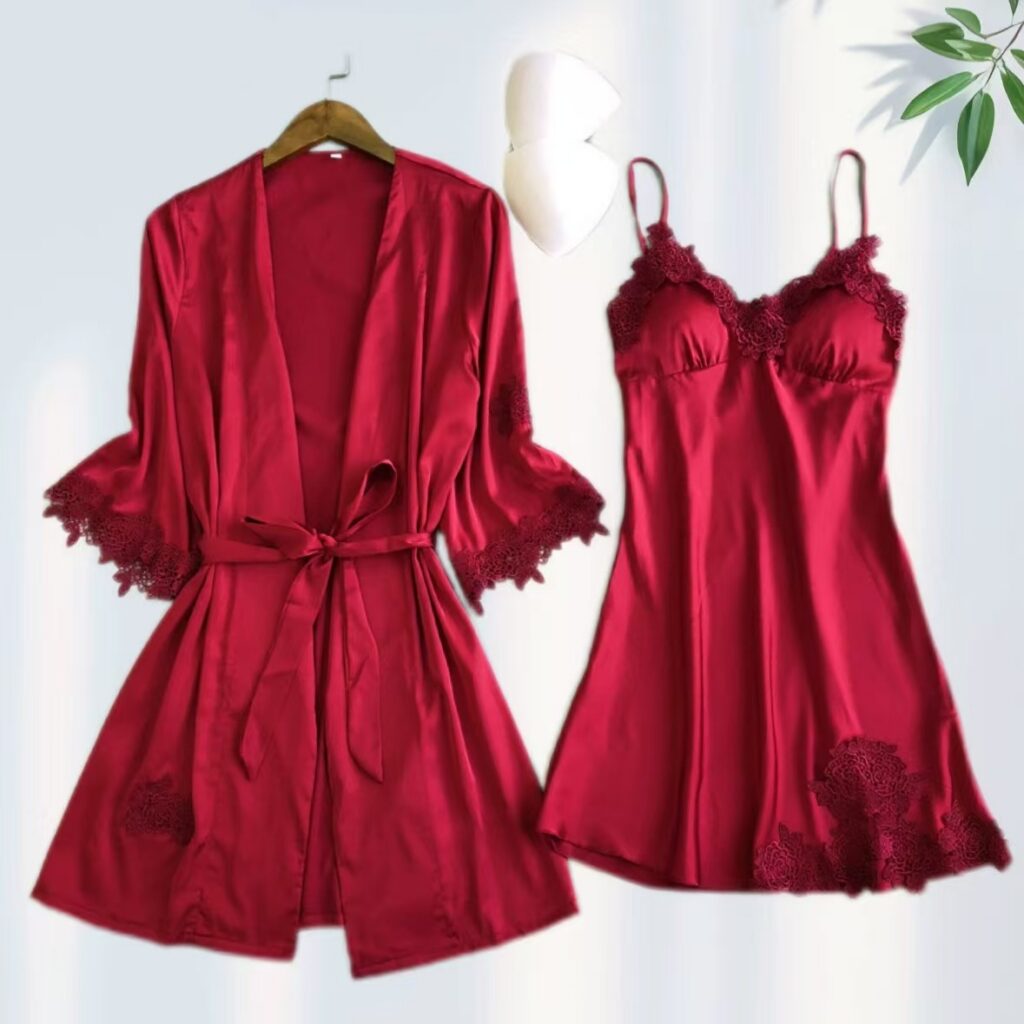 Padded Camisole Nightdress and Robe Set - Style 2097
