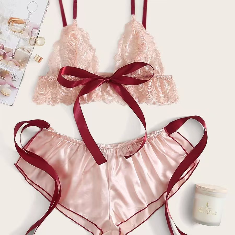 Sheer Lace Camisole and Shorts Set - Style 2010
