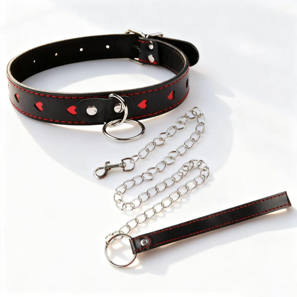 Adult SM Heart Leash Collar SM Set ' Women Tease Prop