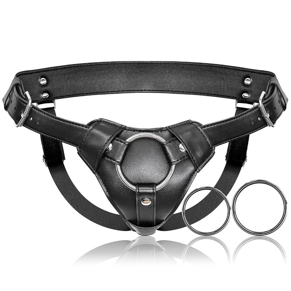 SM Leather Toy Wearable Leather pants Adjustable Unisex Everyday Masturbation Aid