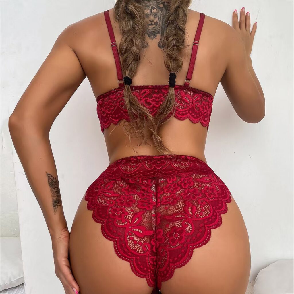 Sexy Lace Women Lingerie Sheer Bikini Pajama Camisole Set