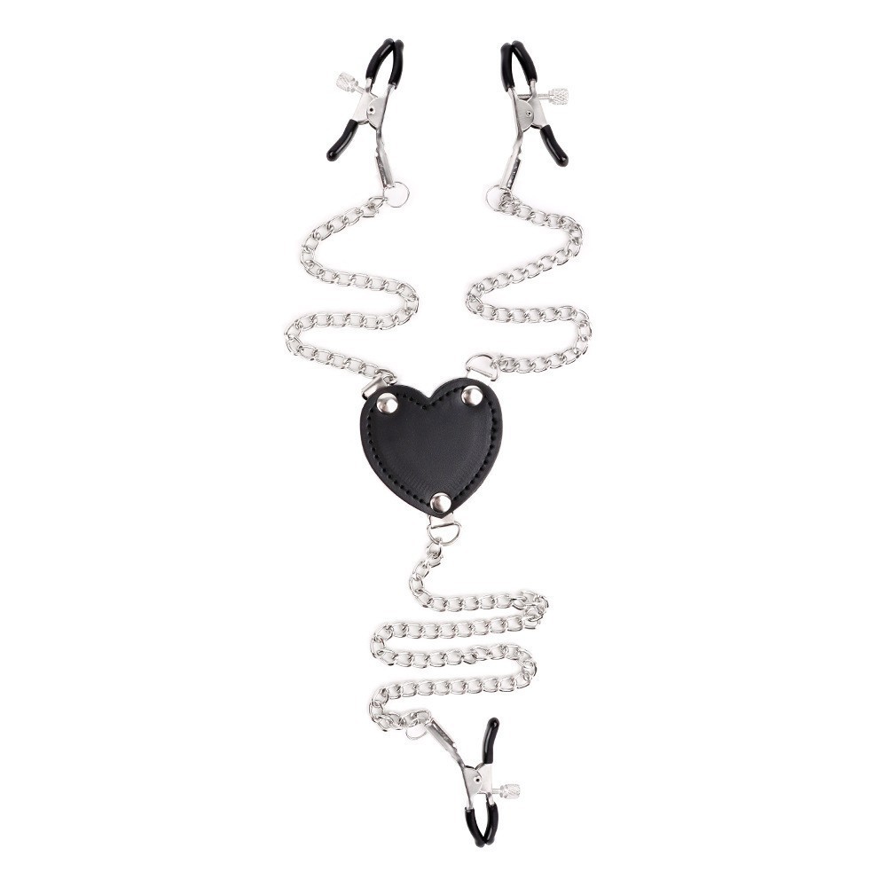 SM Heart Nipple clamps Leather Accessory Couples Adult