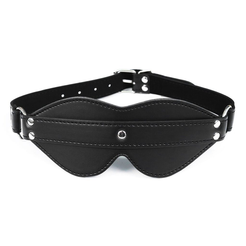 SM Blindfold Black Leather 5 Buckle Blindfold