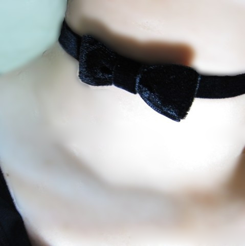 Vintage Black Bow Choker Accessory Korean Necklace False collar JL-64