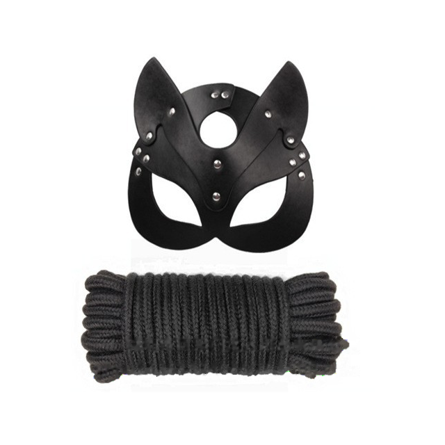 Black costume mask and rope set — supplier product photograph with shop lettering locally retouched