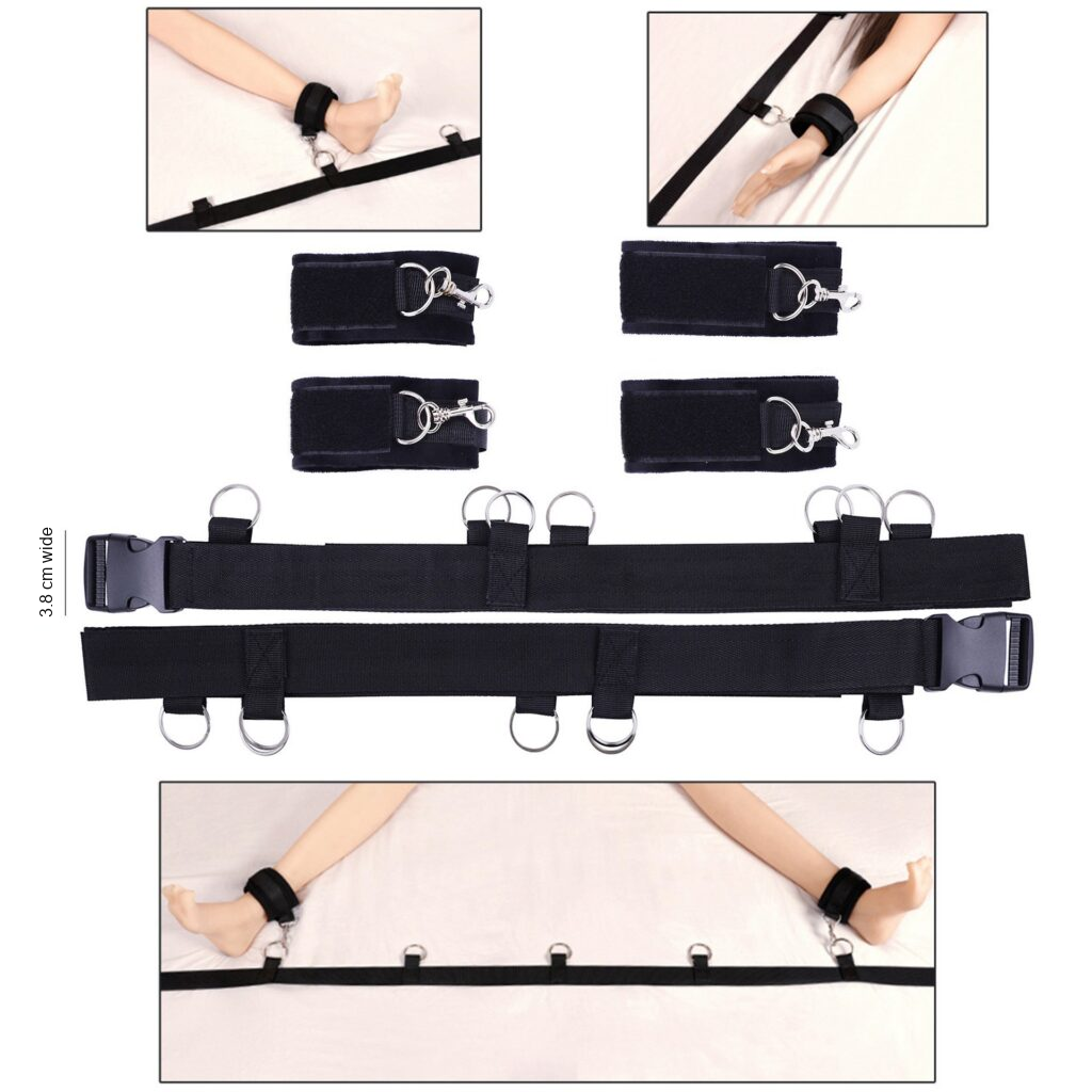 SM Bondage restraint Strap Feather tickler Tease Blindfold 3-piece set